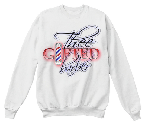 "Thee Gifted Barber" Crewneck White  áo T-Shirt Front