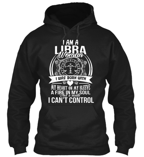 Libra Woman Black T-Shirt Front