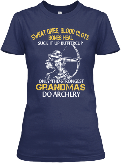 Strong Archer Grandma Shirt Navy Camiseta Front