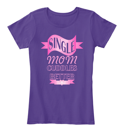 Pink Typography Proud Single Mom Purple áo T-Shirt Front