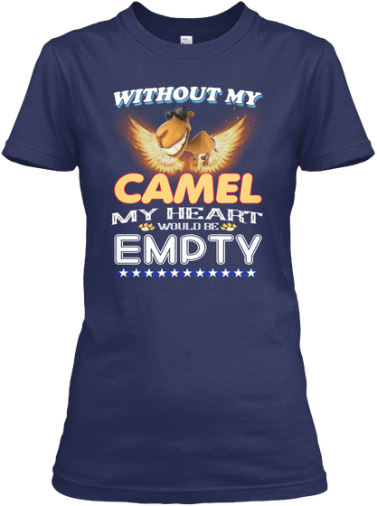 Without Camel Heart Empty Navy T-Shirt Front