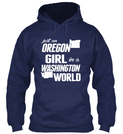Just An Oregon Girl In A Washington World Navy Camiseta Front