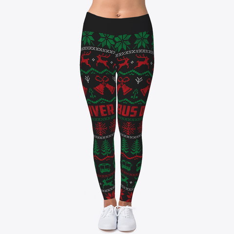 Bus Driver Ugly Christmas Leggings Black Maglietta Front