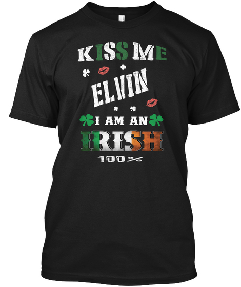 Elvin Kiss Me I'm Irish Black Camiseta Front