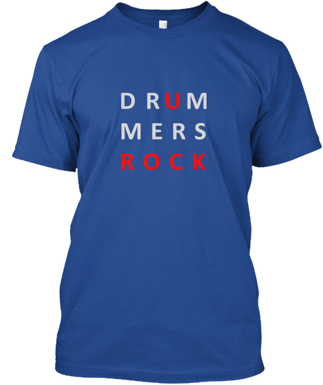 Drummers Rock Deep Royal áo T-Shirt Front