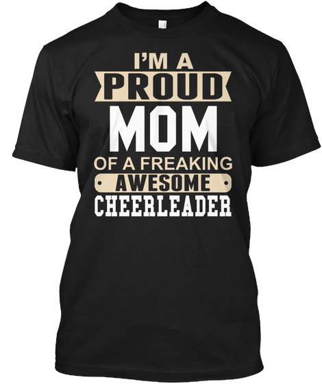 Mom Cheerleader  Black T-Shirt Front