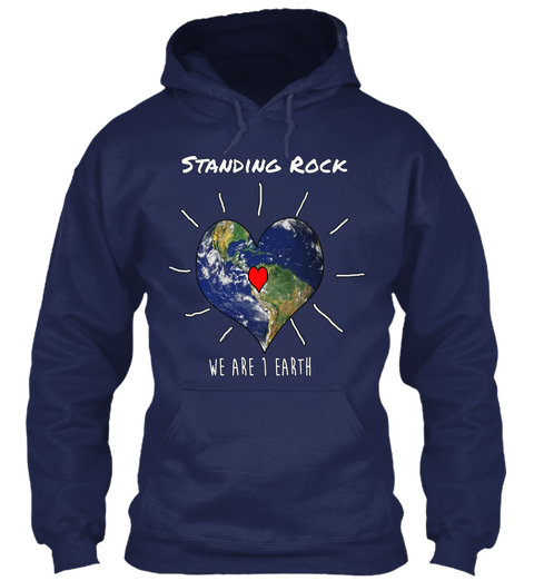 Standing Rock We Are 1 Earth Navy áo T-Shirt Front
