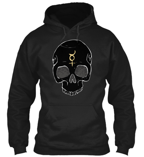 Hoodie Black Skull W Mercury Symbol Black T-Shirt Front