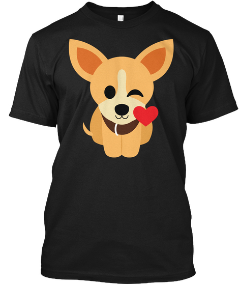 Chihuahua Emoji Flirt And Blow Kiss Black áo T-Shirt Front