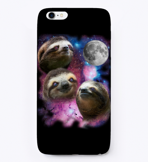 3 Sloth Moon Case Black áo T-Shirt Front