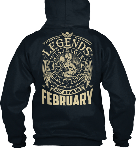 Legends Are Born In February French Navy Maglietta Back