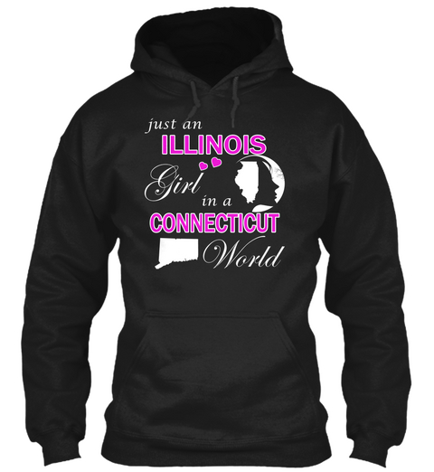 Illinois Girl   Connecticut World Black T-Shirt Front