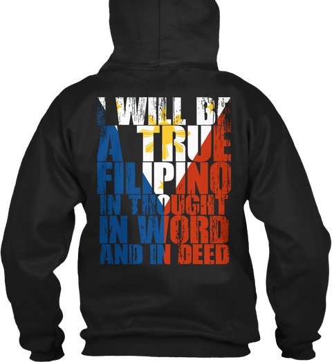 Patriotic Oath (Philippines) Hoodie Black T-Shirt Back