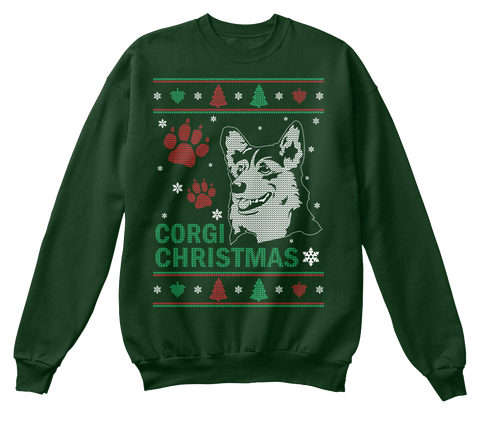Corgi Christmas Deep Forest  T-Shirt Front