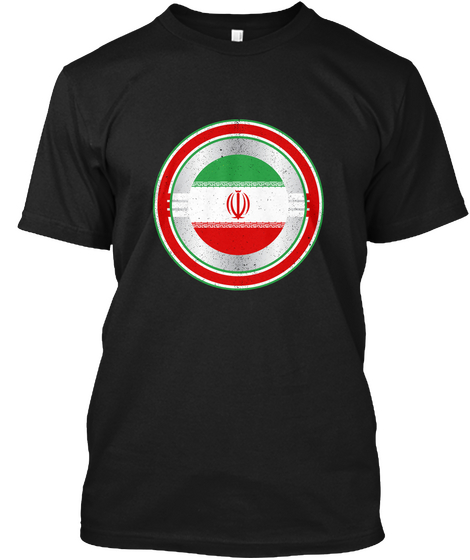 Captain Iran  Distressed Shield Shirt Black T-Shirt Front