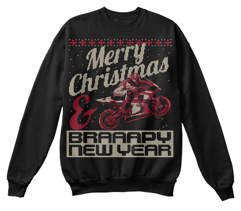 Merry Christmas Braaapy New Year Black T-Shirt Front