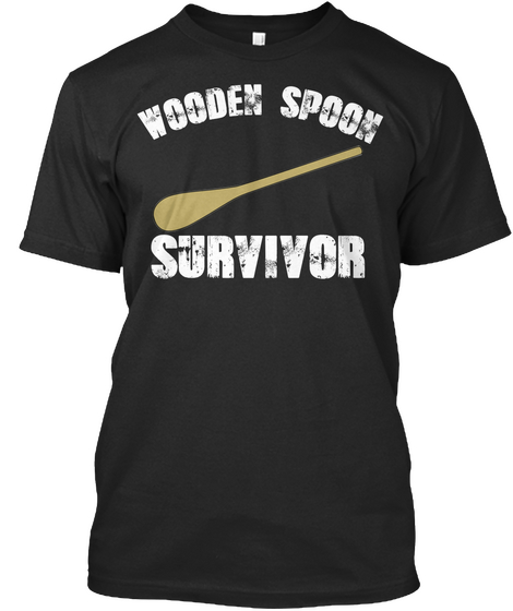Wooden Spoon Survivor  Black T-Shirt Front