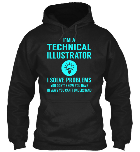 Technical Illustrator Black áo T-Shirt Front