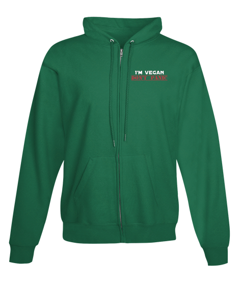 I'm Vegan Don't Panic Bottle Green Camiseta Front