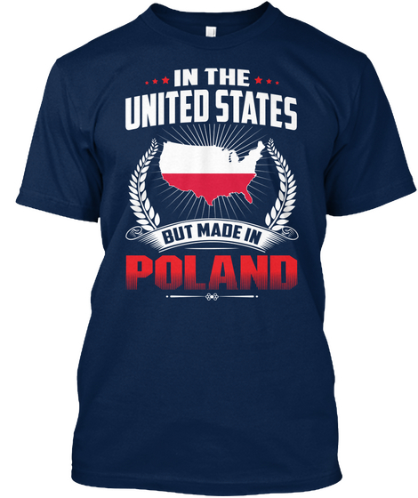 In The United States But Made In Poland Navy Camiseta Front