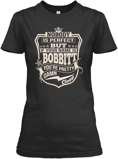 Nobody Perfect Bobbitt Thing Shirts Black T-Shirt Front