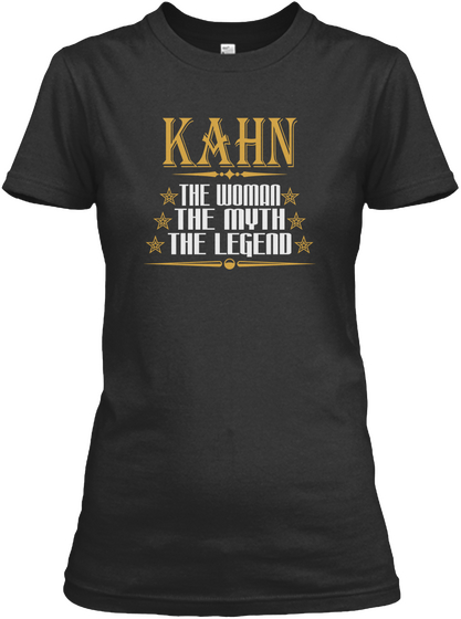 Kahn The Woman The Myth The Legend Black T-Shirt Front