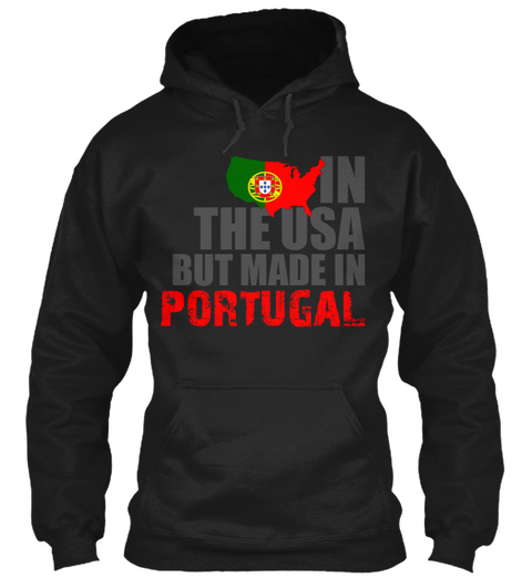 In The Usa But Made In Portugal Black T-Shirt Front