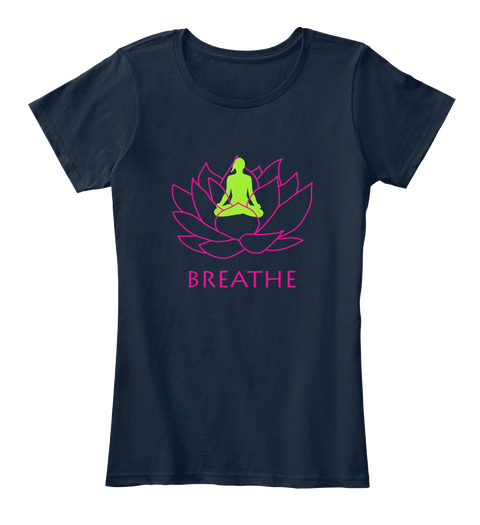 Meditate Lotus New Navy T-Shirt Front