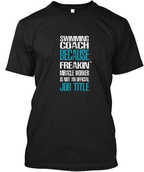 Swimming Coach T Shirt Black T-Shirt Front