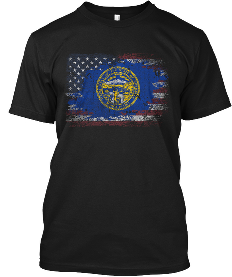 Nebraska Usa Black áo T-Shirt Front