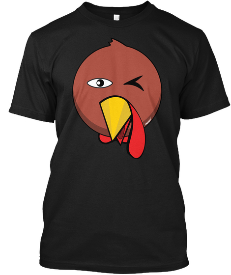Turkey Wink Eyes Asian Emoji Thanksgiving Funny Cute Black Maglietta Front