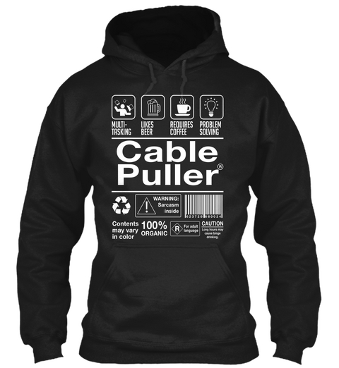 Cable Puller Black T-Shirt Front