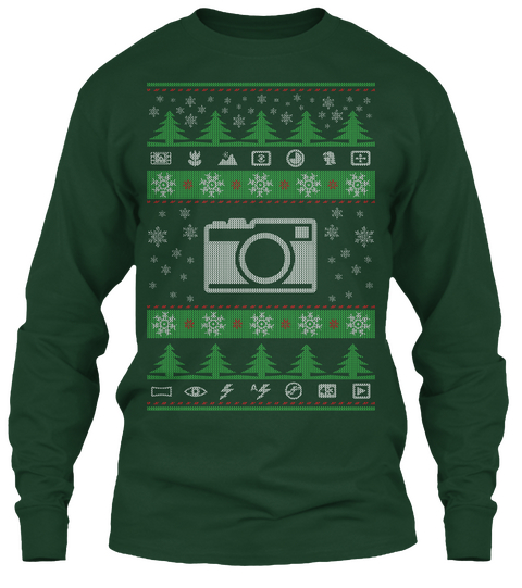 Photographer Ugly Christmas   Limited Forest Green Kaos Front