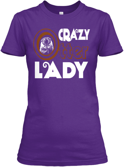 Crazy Otter Lady Purple áo T-Shirt Front