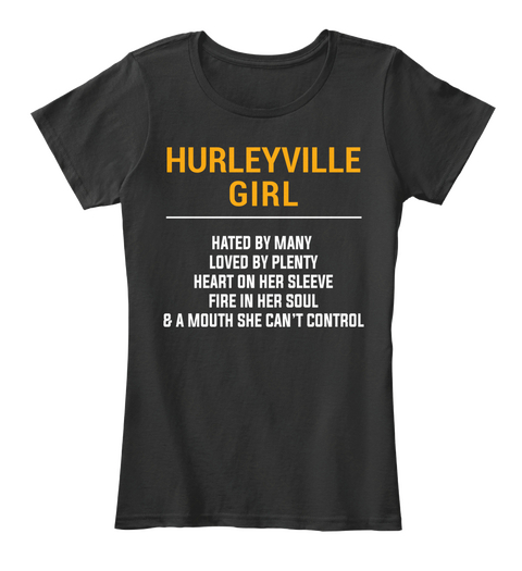 Hurleyville Ny Girl   Heart On Sleeve. Customizable City Black Maglietta Front