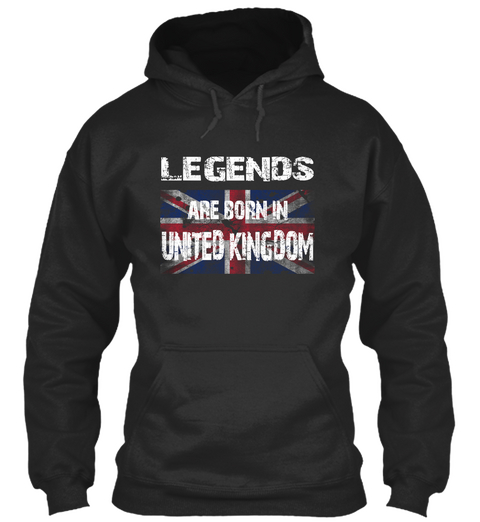 Legends Are Born In United Kingdom Jet Black Maglietta Front