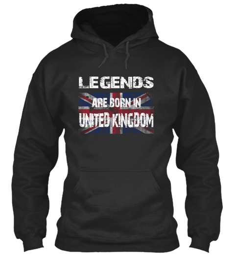 Legends Are Born In United Kingdom Jet Black T-Shirt Front