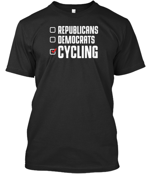 Republicans Democrats Cycling Black T-Shirt Front