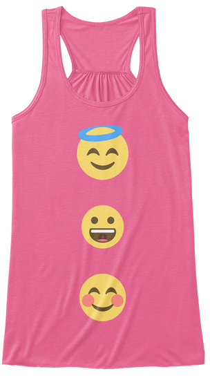 Smile Emojis Neon Pink T-Shirt Front