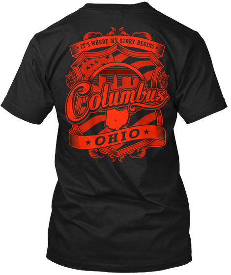 Columbus Ohio Black áo T-Shirt Back