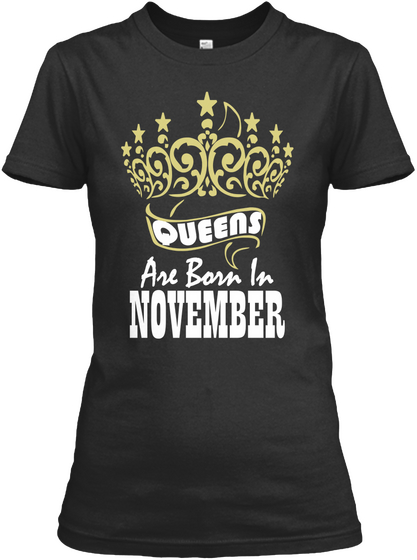 Queens Born In November   New Black T-Shirt Front