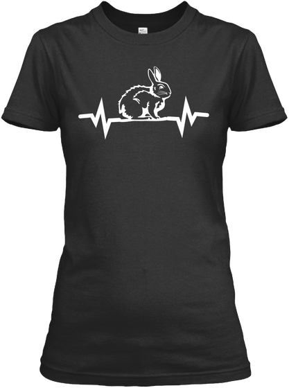 Rabbit Heartbeat   Limited Edition! Black T-Shirt Front