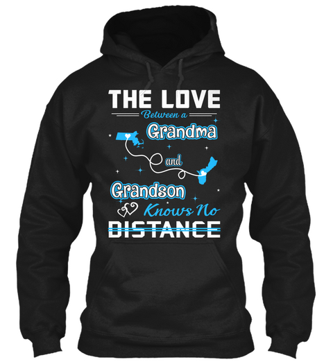 The Love Between A Grandma And Grand Son Knows No Distance. Massachusetts  Guam Black áo T-Shirt Front