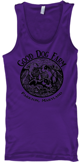Good Dog Farm Parkton, Maryland Purple áo T-Shirt Front