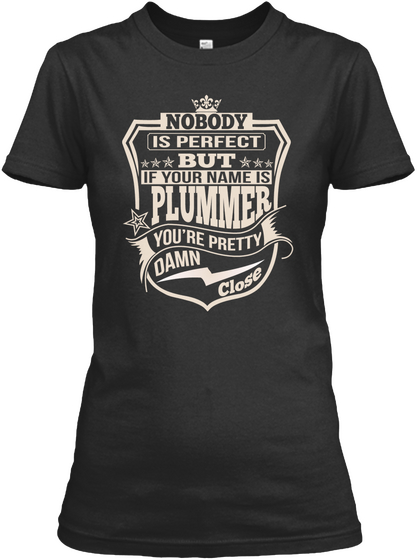 Nobody Perfect Plummer Thing Shirts Black T-Shirt Front