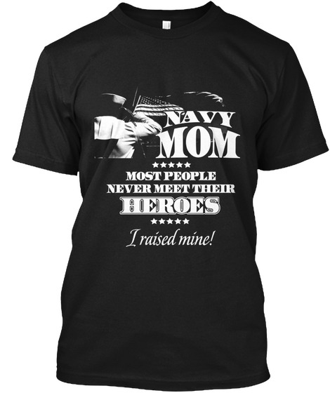 Navy Mom Black T-Shirt Front