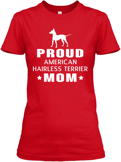 American Hairless Terrier Gift Shirt Red Camiseta Front