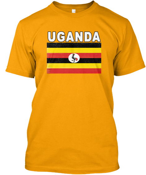Uganda Sports Fan Hd Flag Shirt Gold T-Shirt Front