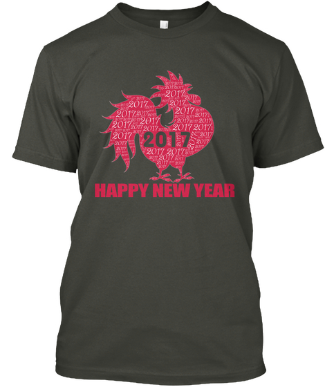 2017 Happy New Year Smoke Gray áo T-Shirt Front