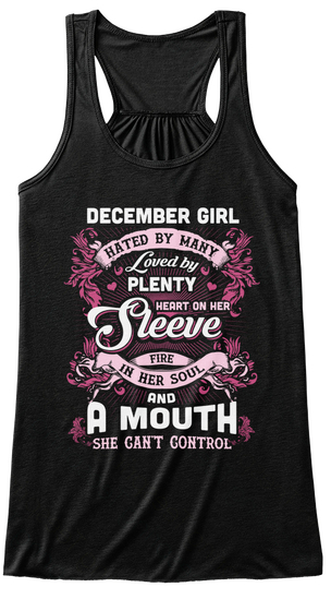 December Girl Hated By Many Tank Top Black T-Shirt Front
